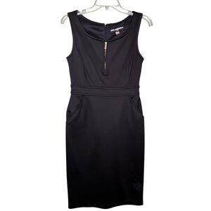 Karl Lagerfeld Paris Dress Womens 4 Sleeveless Sheath Zipper Pockets Career Work
